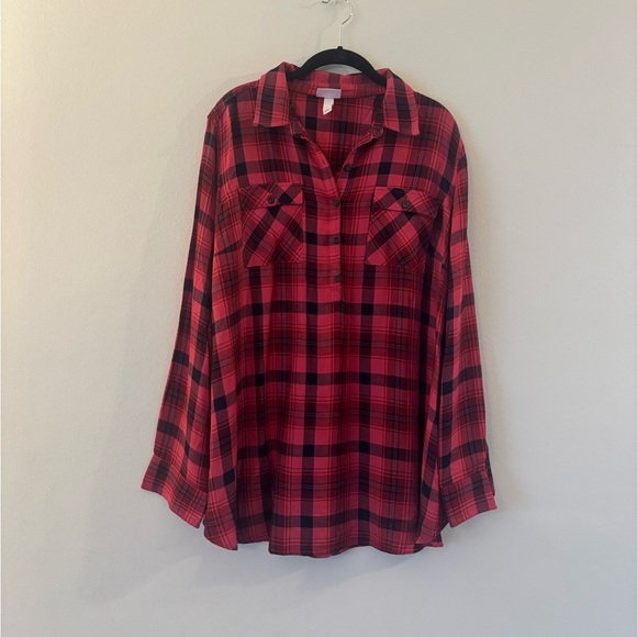 Isabel Maternity by Ingrid & Isabel Tops - Isabel Maternity Plaid Shirt Dress